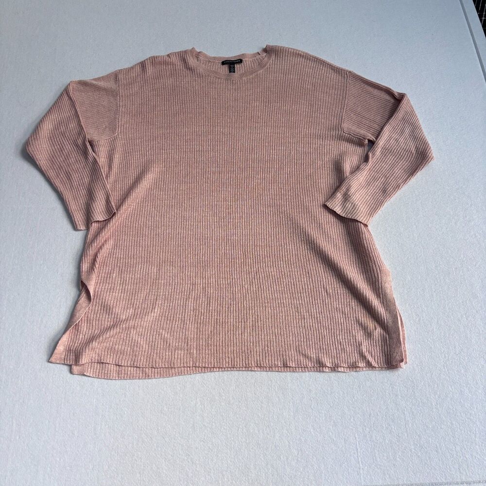 Eileen Fisher Linen Sweater Tunic Women's M Pale Pink Organic Long Sleeve